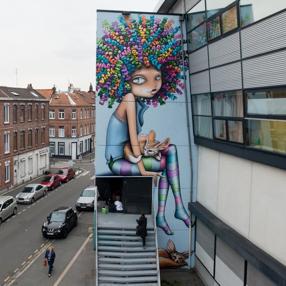 Vinie Graffiti beautiful mural at Lille College.
#StreetArt #VinieGraffiti #Lille