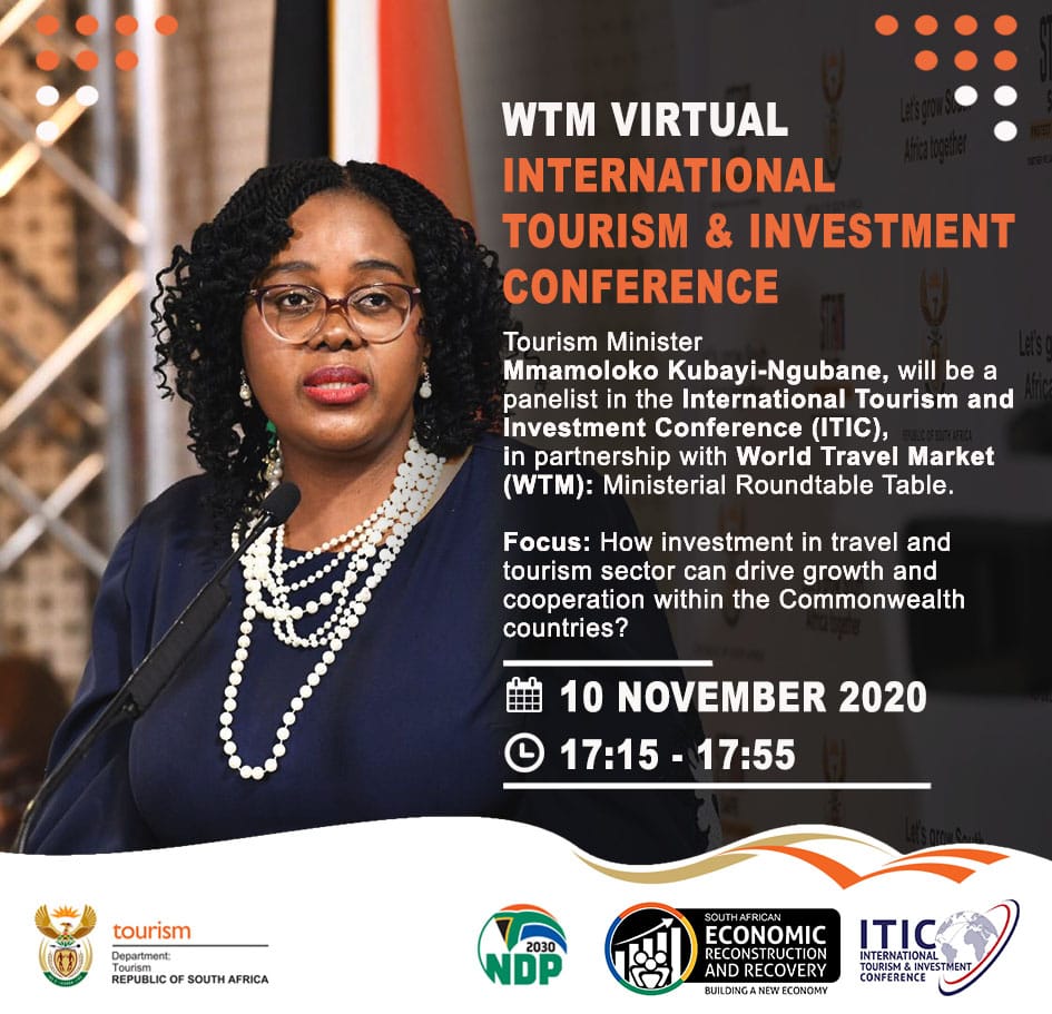 Min @mmKubayiNgubane will be a panelist in the International Tourism and Investment Conference (ITIC), in partnership with World Travel Market (WTM): Ministerial Roundtable, 10 November at 17:15.
Register here: itic.co/conference/glo…
#WeDoTourism
#TourismStrong