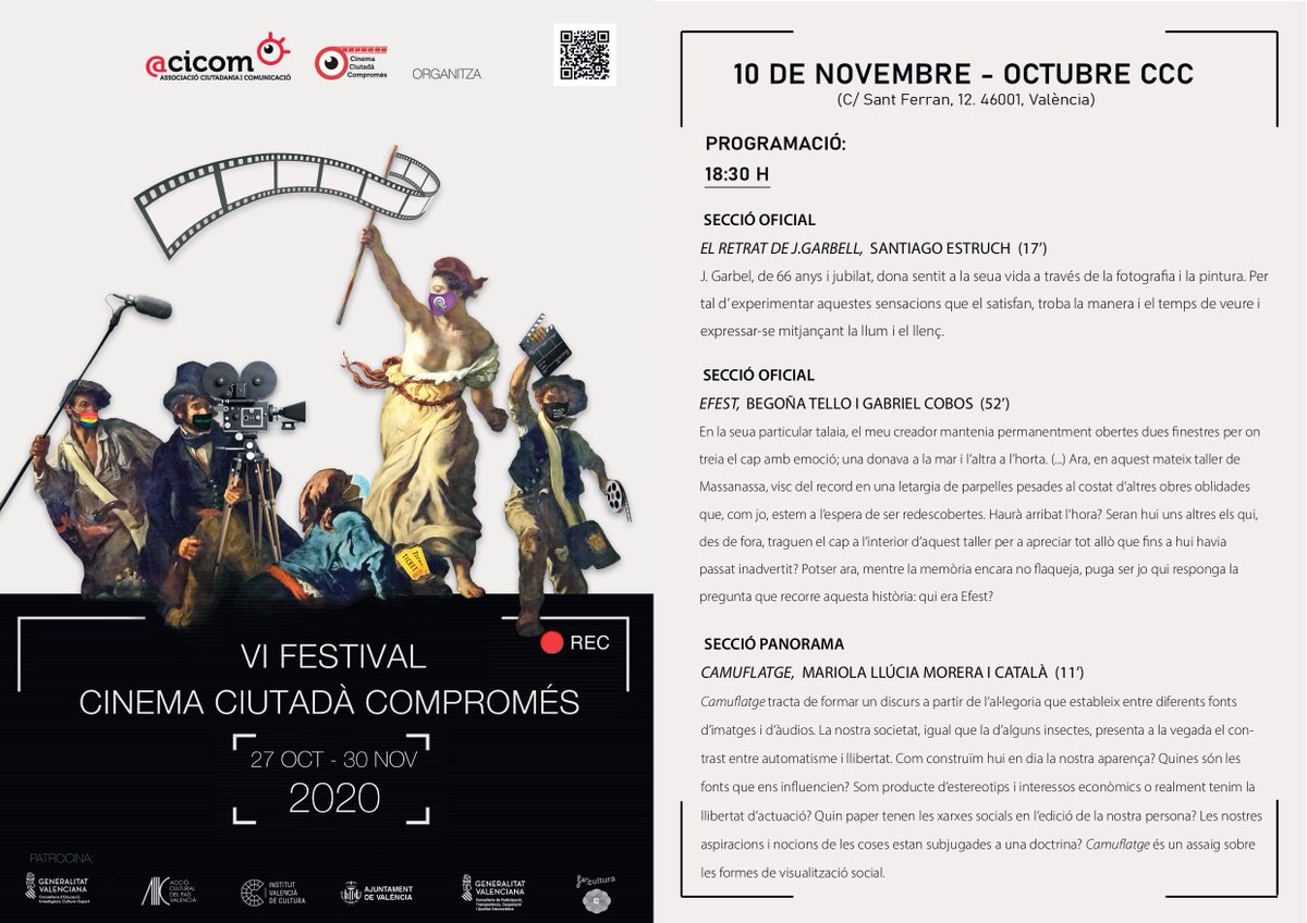 acicom_'s tweet photo. AVUI
Avui 10/11/20 tenim tres obres molt destacables de la Secció Oficial al #FCCC2020 💯
Més informació a la web: https://t.co/jRzwnhjI5n https://t.co/GBD4mcYmiN