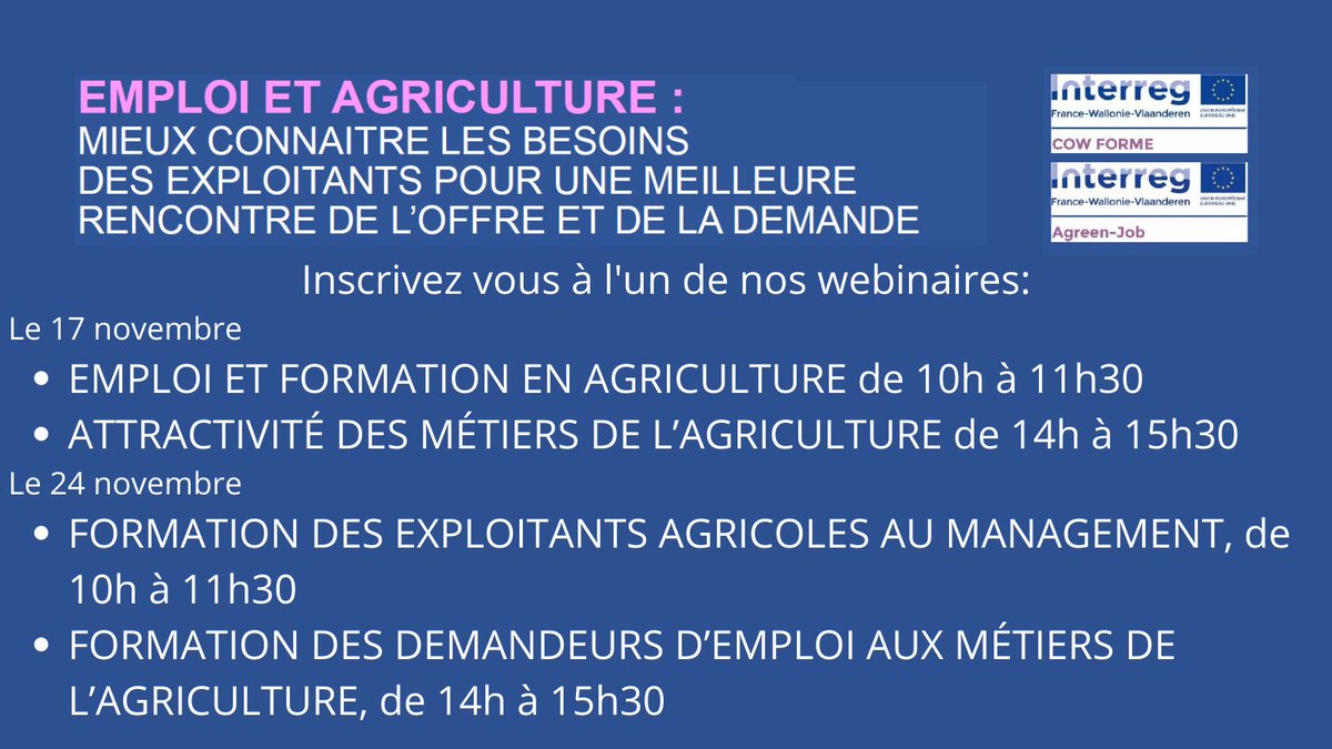 Quels sont les besoins des exploitants agricoles pour développer le potentiel d'emploi dans le secteur? Ne manquez pas nos séminaires sur l'emploi et l'agriculture pour en discuter ! 
👉Infos et inscriptions: bit.ly/2GMVGUn