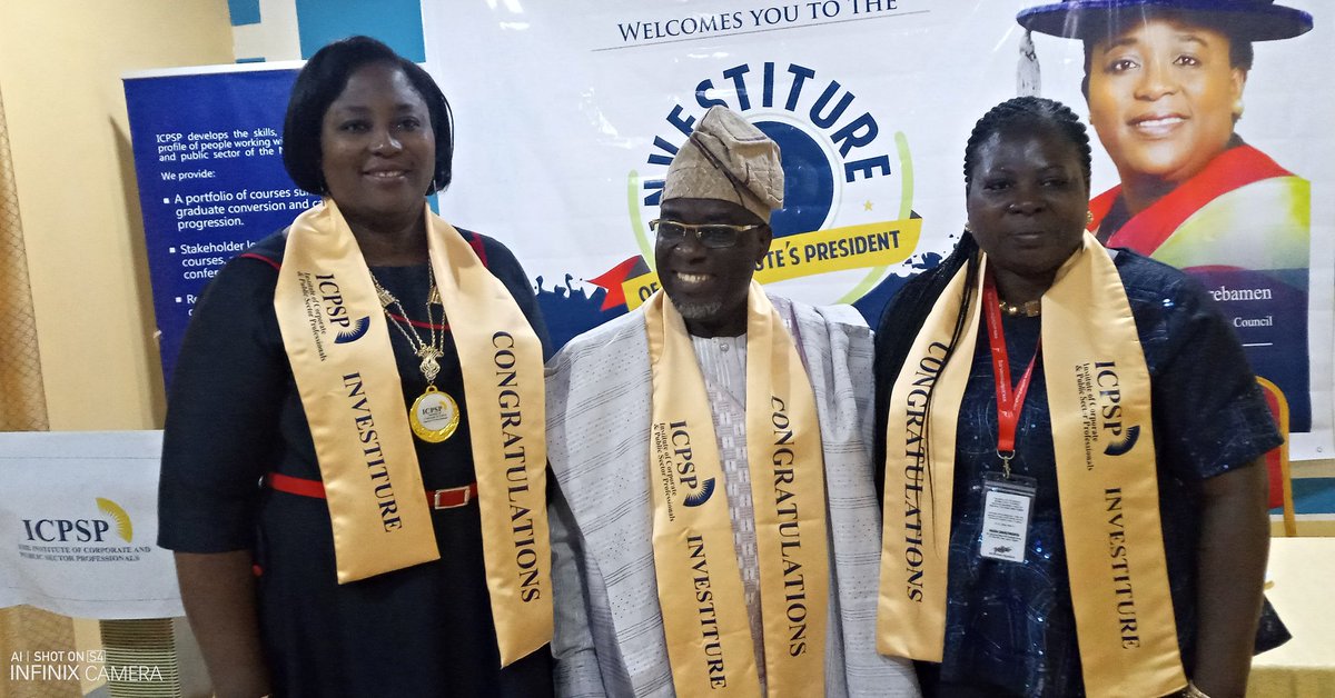 icpsp_ng's tweet photo. from L-R (ICPSP President, CHIEF Akindele Akisanmi and Chief Mrs Sessi Agness)
#ICPSP INVESTITURE 2020 https://t.co/G0qLBsEFRP