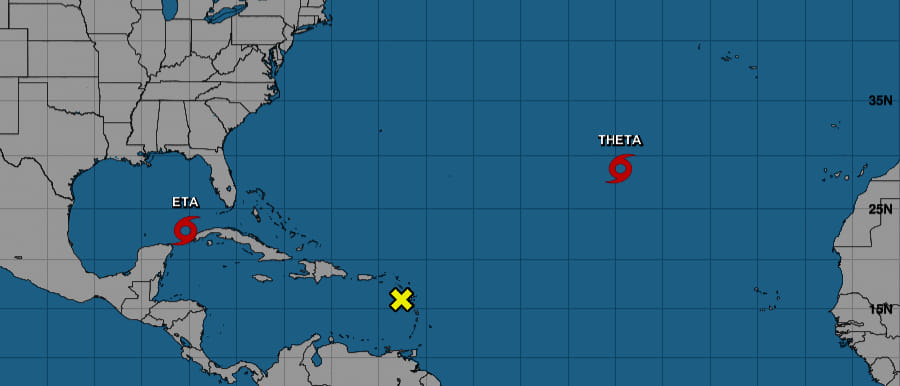 MioPinares's tweet photo. NO ESCAMPA EN ESTA TEMPORADA CICLONICA, Meteorólogo Aeropuerto internacional Varadero, Henry Delgado: #Insólito: Se formó tormenta subtropical #Theta en Atlántico oriental. Ya son 29 las tormentas nombradas en  2020, otro #récord histórico supera año 2005, con 28. https://t.co/UL3htqutpP