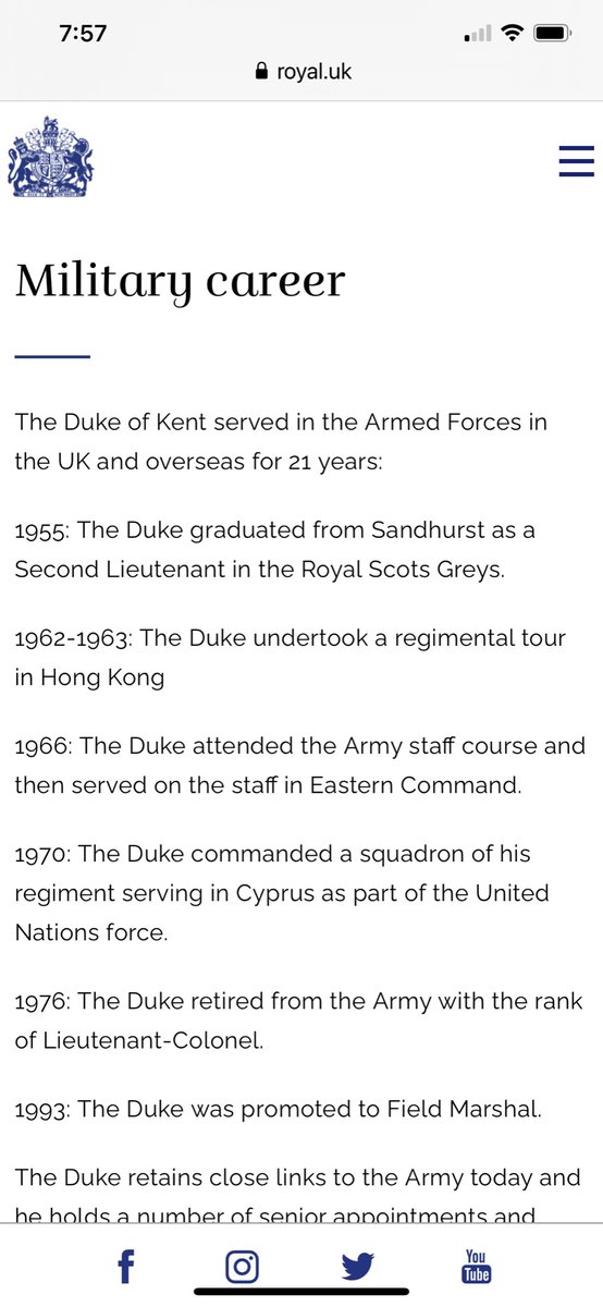 The 85 Year old Duke also has an impressive military career. There is more than one person in the BRF that served in the military.  And is STILL involved with and passionate about the military today.