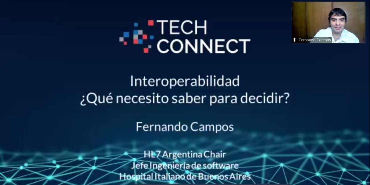 CENSChile's tweet photo. "El que piensa que la interoperabilidad se logra o se realiza sólo con técnicos, de seguro no llega a buen puerto...", dice @fernandoacampos chair de @HL7Argentina durante la segunda jornada de nuestro #censtechconnect enfatizando que ¡necesitamos clínicos trabajando en el área! https://t.co/tAz6p2iVVQ