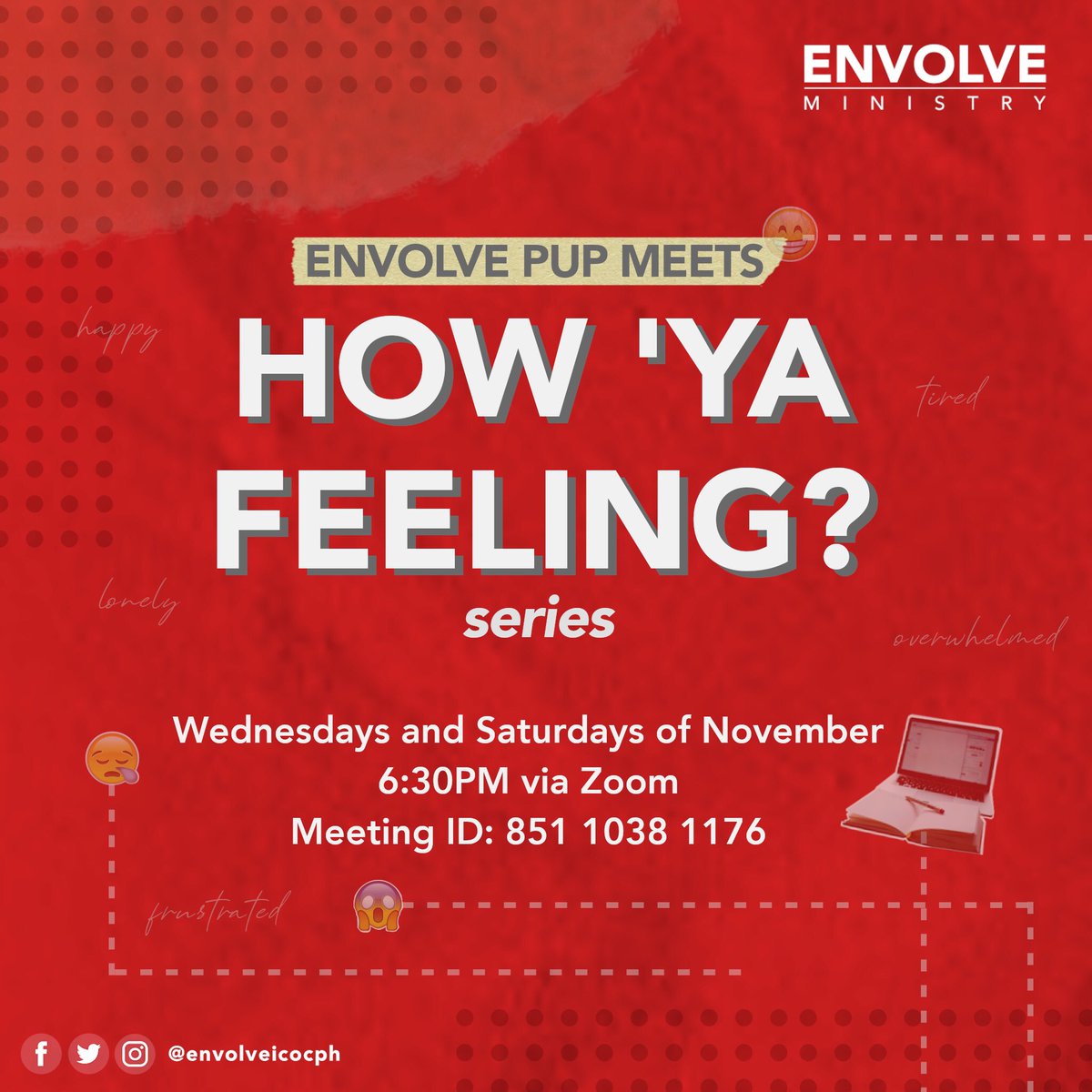 envolveicocph's tweet photo. Are online classes burning you out? π£
Refresh your hearts by learning how Jesus battled those same feelings in Envolve PUPβs latest Meets series! π
To join them, just check the details below. See you!
#ENVOLVEPH #ICOCPhilippines #ICOC #EnvolveMeets https://t.co/5XKk5KJiuM