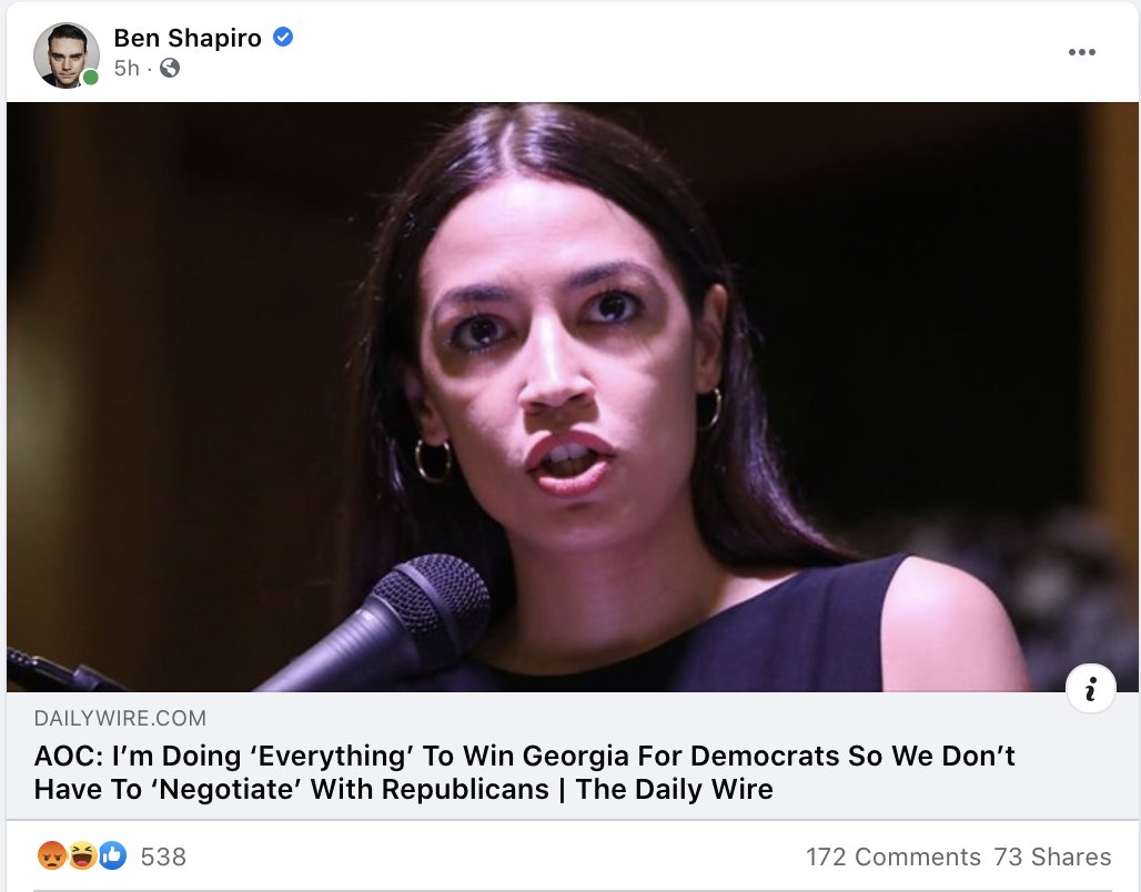 Meanwhile, here are just a small sample of  @Facebook-verified "news" posts about the  #GASenate run-off races (that will determine who controls the U.S. Senate) that are spreading freely on the garbage platform right now. No question what their playbook is but tough to find ours