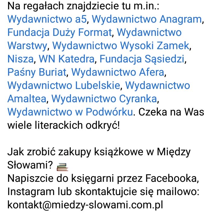 07random_'s tweet image. ☀️Szybka informacja:"Między słowami" świetne miejsce z kawa i książkamu w Lublinie, może zostac zamknięte, więc jeśli macie ochote na zakupy książkowe, możecie przy okazji sporo pomóc: