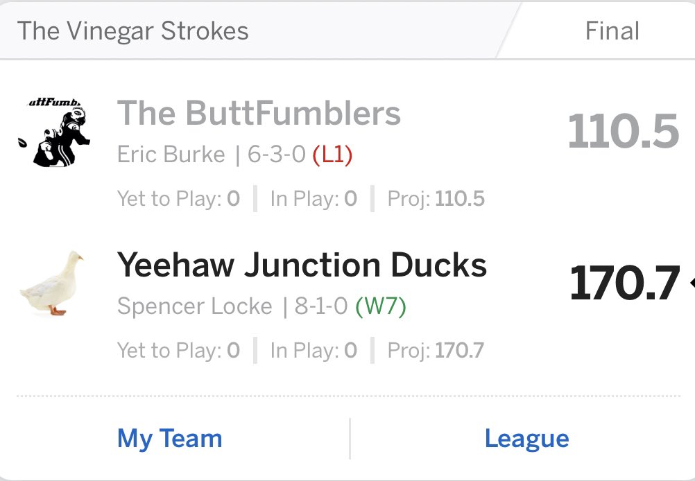 DonaldsDix's tweet photo. Yikes @buttfumblers did you forget it was a game week? #quack https://t.co/PHTgFxaVx4
