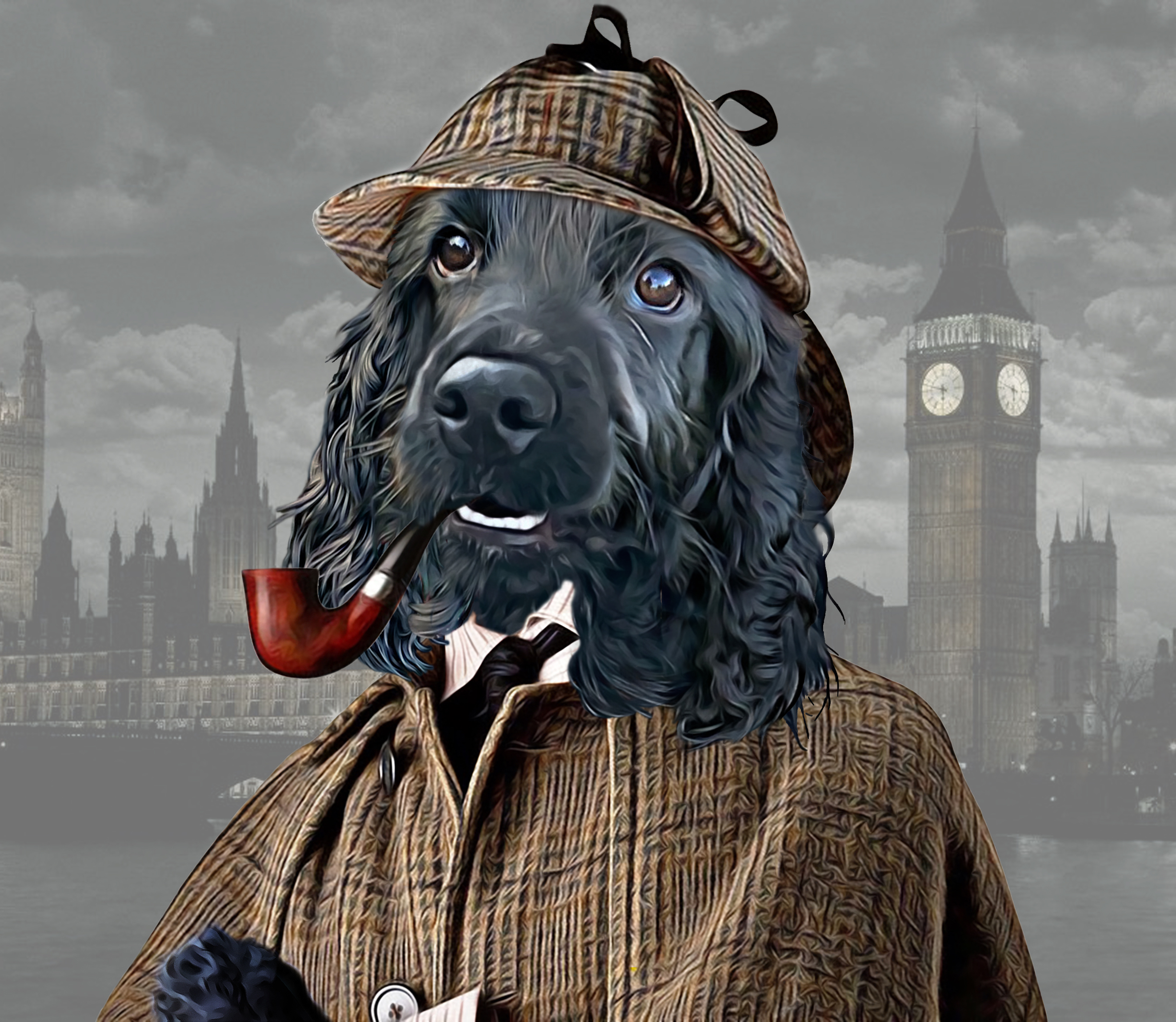 dog dressed as sherlock holmes