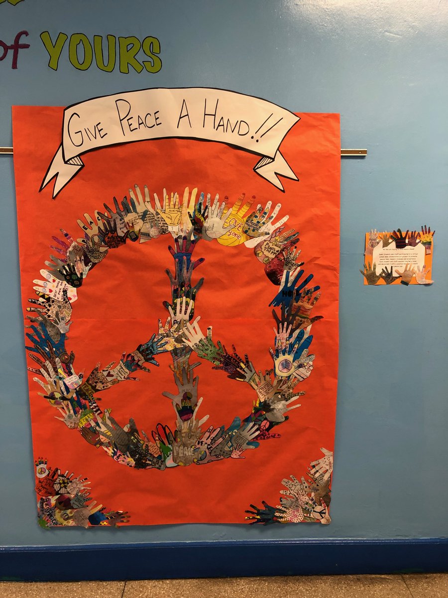 The 'Give Peace a Hand' virtual school wide art project is complete! Students participated in a collaborative art project promoting peace, acceptance, kindness and respect. #redribbonweek2020 @LindenSchoolsNJ