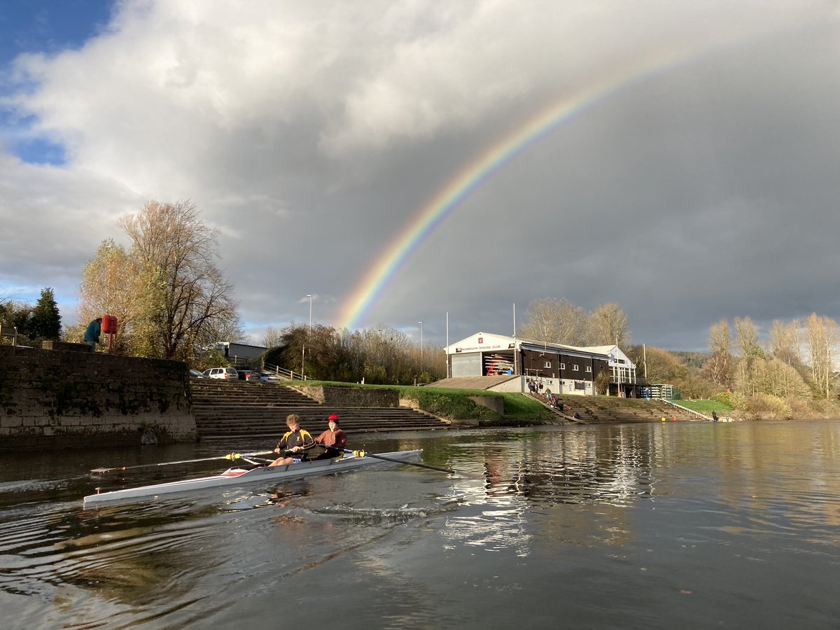 MS_Rowing's tweet photo. A lovely day for #rowing under @monmouthrc’s rainbow https://t.co/eOgOj4HzS3