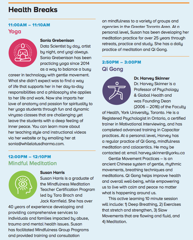 FDRIOntario's tweet photo. We've thought of your health and well-being at our "Foundations to Mastery" Conference:  join these #wellness practitioners at our event! https://t.co/3EtAbwu41K @sgrebenisan #Dr.HarveySkinner #SusanHarris https://t.co/xWbPyn3fxF