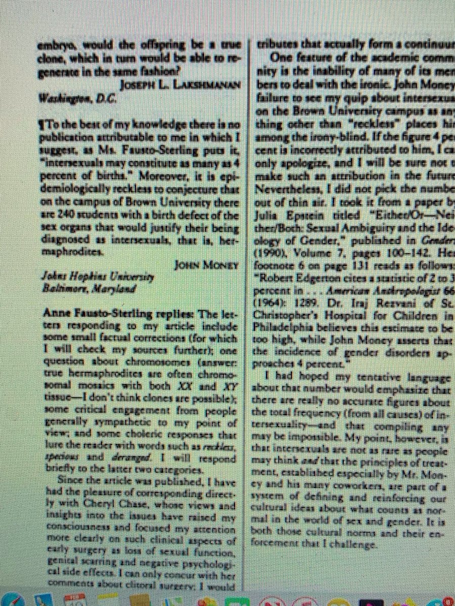 17./ The hilarious thing is Sterling actually managed to get Money's work totally wrong. Here's his letter to the NY Times in 1993 complaining he'd never suggested 4% and she was being "epidemiologically reckless". She apologised. Yet her exaggerration was endlessly cited. 
