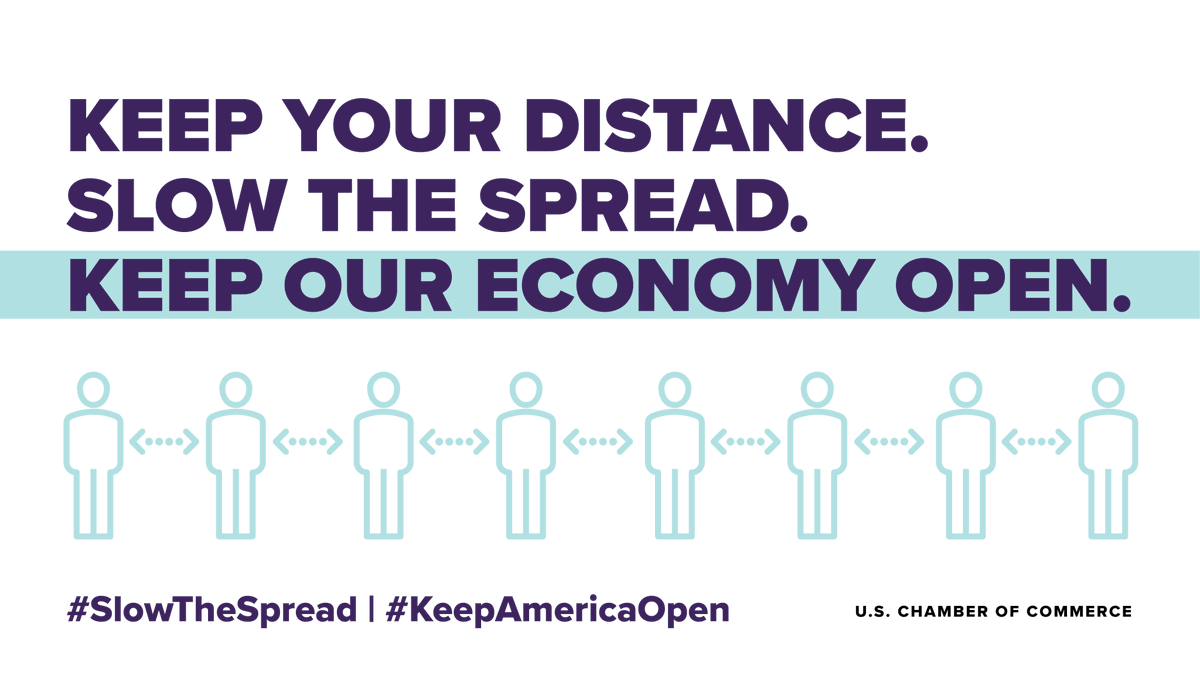 USChamberAction's tweet photo. Here's how you can take action to help #SlowTheSpread of #COVID19 and #KeepAmericaOpen: https://t.co/GBDaHWkzfv https://t.co/jMMaAa5nMR