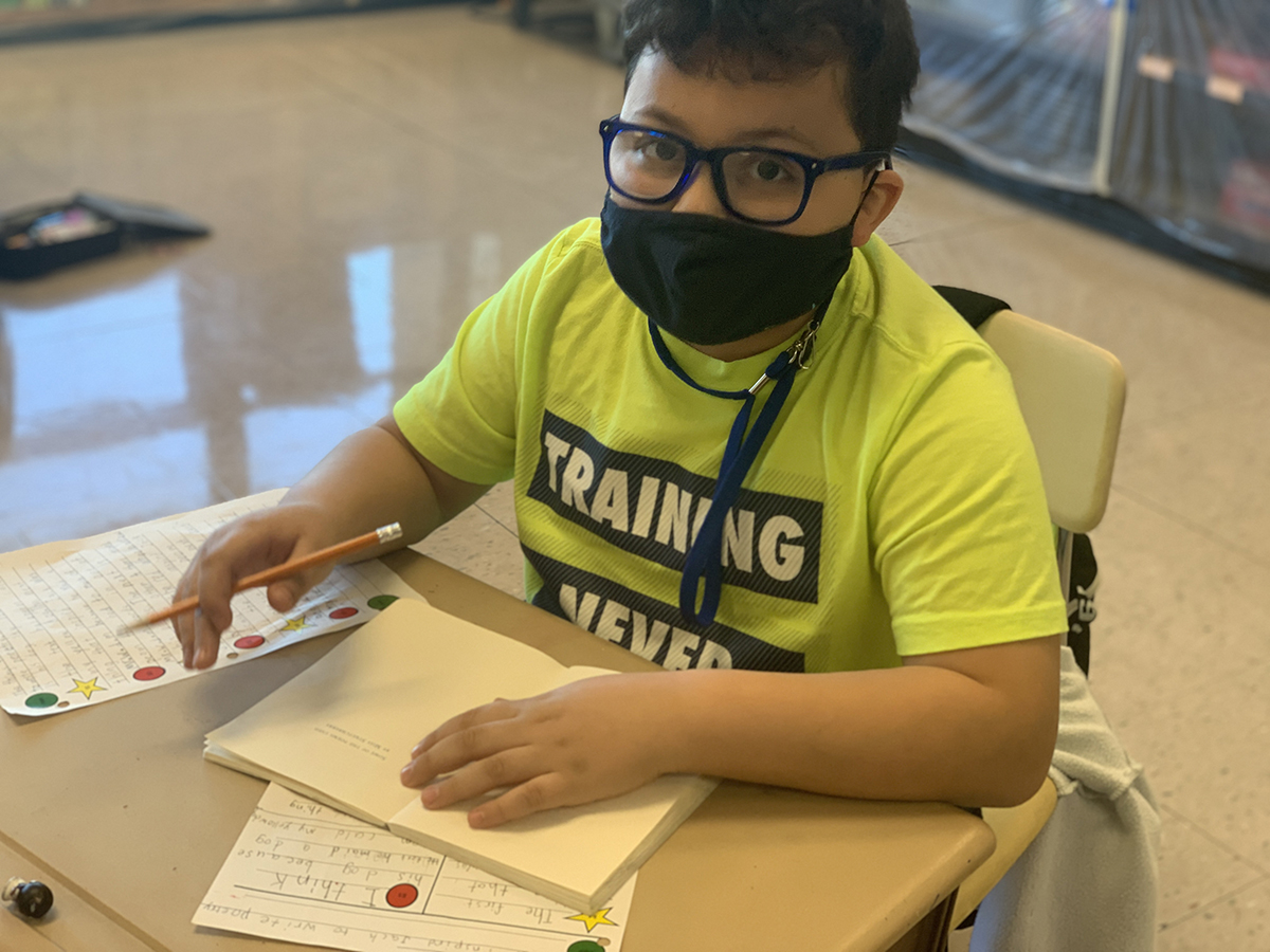 JamestownSchool's tweet photo. Writing Day! Bush Elementary School 4th graders wrote an essay based on the book, "Love That Dog" in Mrs. Hockenberry's class. Students wrote about what inspired main character, Jack, to write poetry! #jpsny https://t.co/JAnIJMaGl9