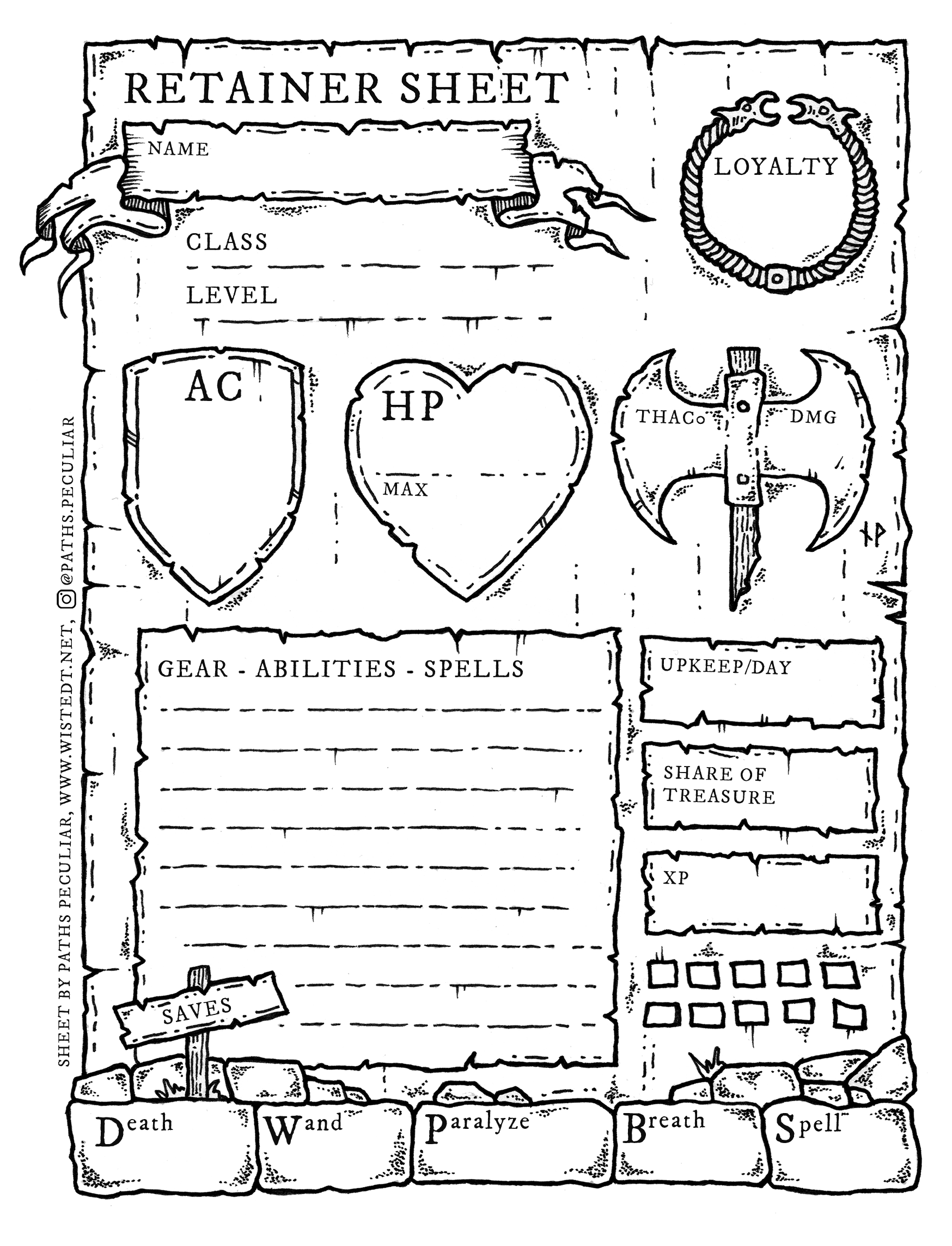 paths peculiar on twitter free dnd retainer character sheet for use with dungeons amp dragons basic expert old school essentials and other b x based osr clones you can download a free high res printable pdf