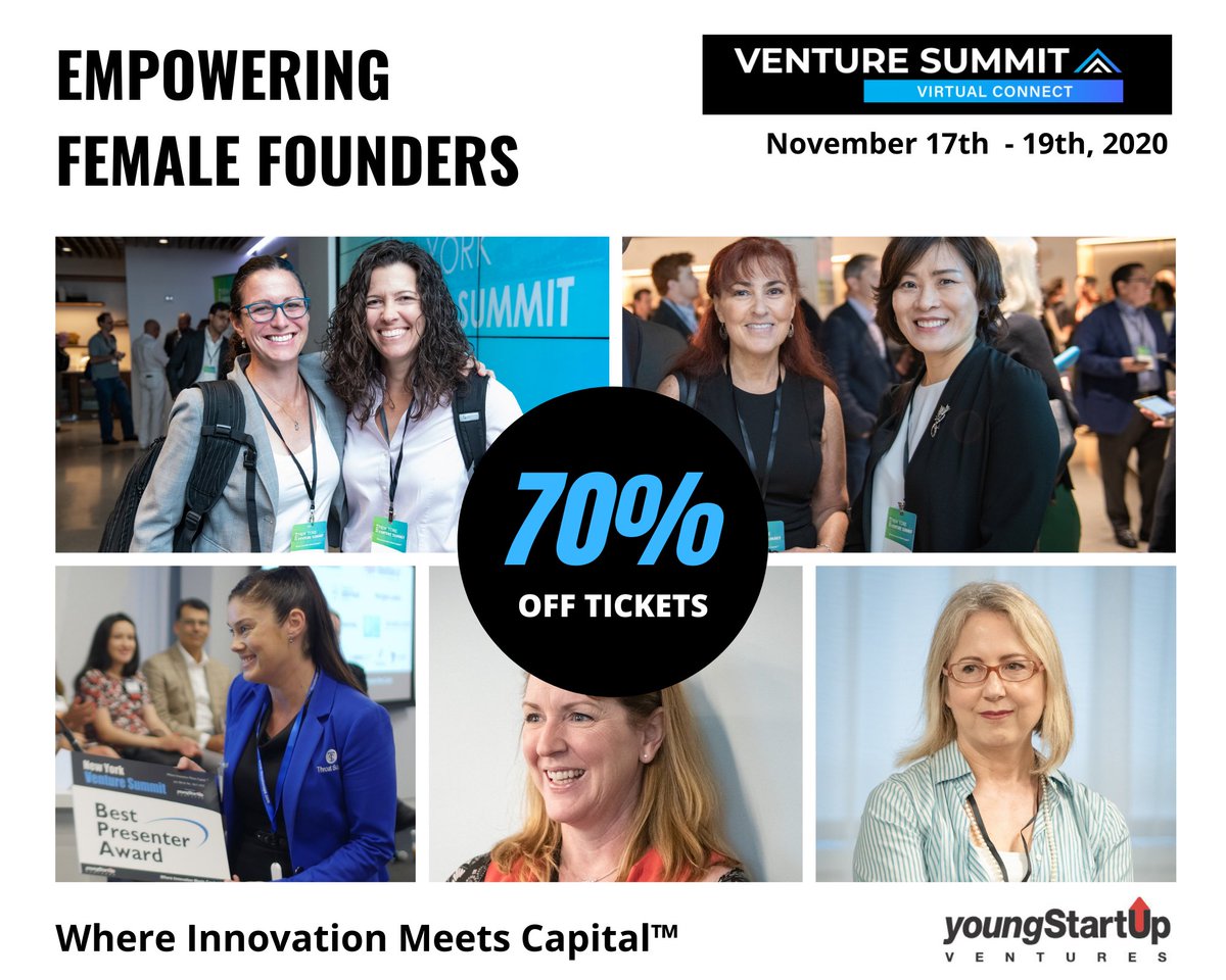 🚀We're launching our Empowering Female Founders initiative. We're giving 150 Female Founders 70% off tickets to attend Venture Summit | Virtual Connect, Nov17-19 2020.

Female Founders✨, signup using the discount code: empowerFF

Register here lnkd.in/drP4FsS