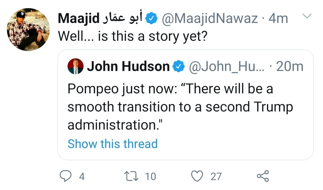 Of course its a story. The story is republicans are fraudulently setting up to refuse to concede an election & rhetorically even gearing up an attempt 2 steal it.Prob is nawaz doesnt see the diff between that & thinking that republicans fraudulent claims should be dignified