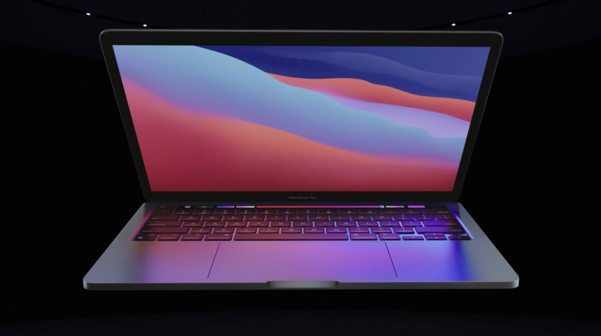 MKBHD's tweet image. 13” MacBook Pro with M1

2.8x faster CPU
5x faster GPU

17 hours web browsing
20 hours video playback (10 more than before) 🤯

$1299