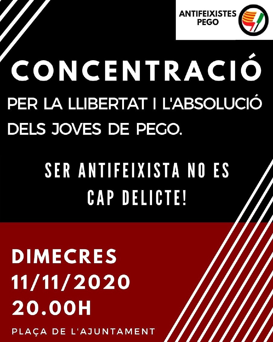 Escamot_Colect's tweet photo. 📢Demà a les 20h concentració solidària per les companyes antifeixistes detingudes este matí a Pego, arran la manifestació del passat octubre.
👉🏼Ser antifeixista no és cap delicte.
👉🏼Feixisme mai més, enlloc, contra ningú.✊🏼
#antifeixistesPV #Lescamot #antifeixistesPego https://t.co/uq9NfCxjlR