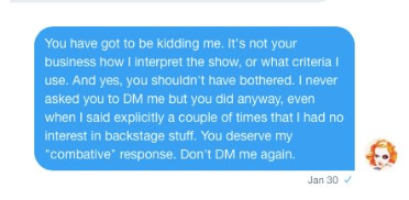 Imagine being asked repeatedly to stop. Seeing how badly your attempts at spin are being received and still not being able to STFU.
