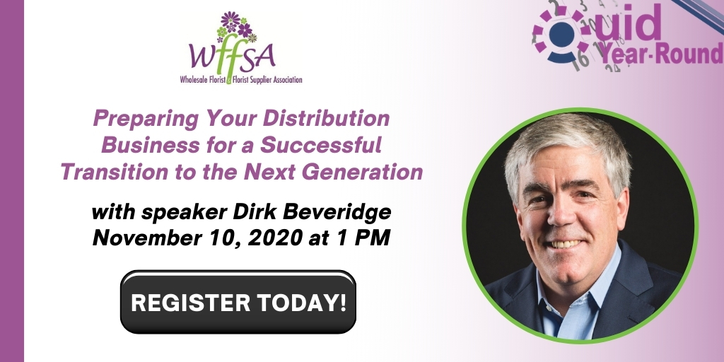 WFFSA's tweet image. Join today's #UIDYearRound webinar with Dirk Beveridge at 1 pm on preparing your distribution business for a successful transition into the next generation. It's not too late to register! ow.ly/XliC50CfZbf