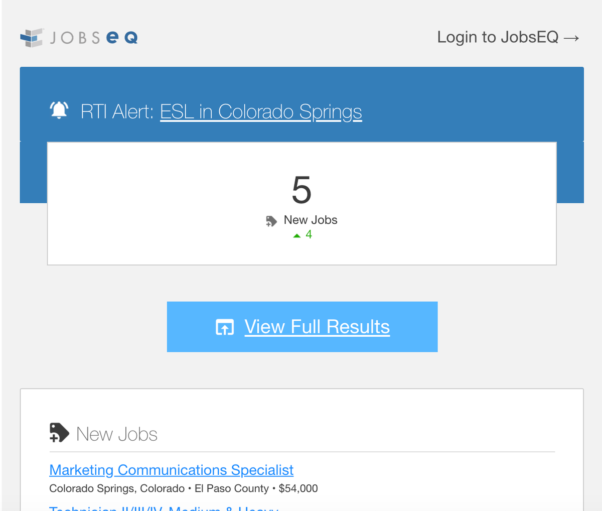 ChmuraEcon's tweet photo. Are you missing out on one of #JobsEQ's coolest features? If you have Real-Time Intelligence job postings data, you also have access to RTI Alerts. When you set up RTI Alerts, you get lists of open job postings sent directly to your inbox. https://t.co/xGMF1Tzc3A