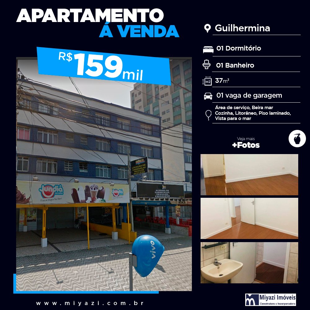 SacadaMarketing's tweet photo. Venda – AP1299-MIYA
R$ 159.000,00
Bairro: Guilhermina
Cidade: Praia Grande, Litoral Paulista

✔️ 1 dormitório
✔️ 1 banheiro
✔️ 1 vaga
✔️ 37 m² área útil
✔️ Área de serviço
✔️ Cozinha
✔️ Piso laminado
✔️ Beira mar
✔️ Vista para o mar https://t.co/9u9CzhR20U