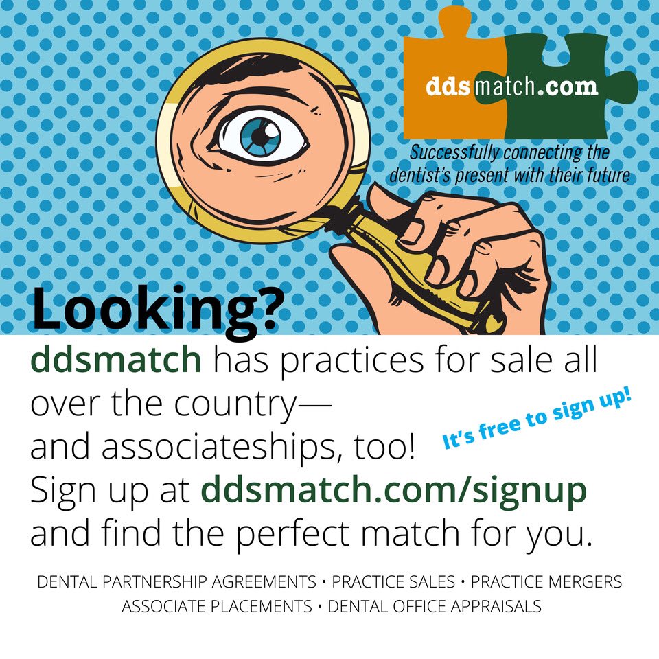 ddsmatch's tweet photo. Looking to buy a practice or find an associateship? ddsmatch has opportunities! https://t.co/VRcWDDvLl9