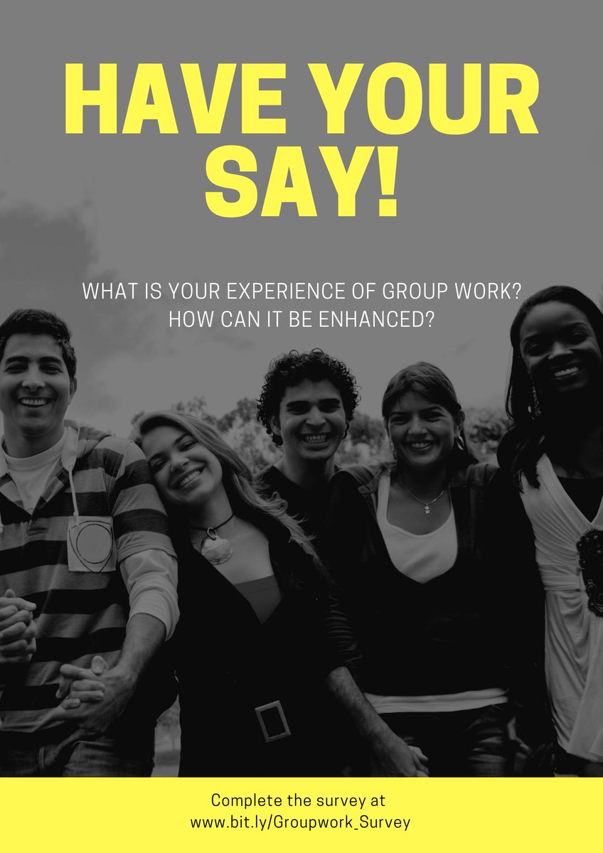 Does group work work? 
Higher education students of Ireland; I want to hear your opinion on group work...to understand what works (and doesn't!)...to enhance the group work experience for all.

Please complete and share this survey to have your say!
bit.ly/Groupwork_Surv…