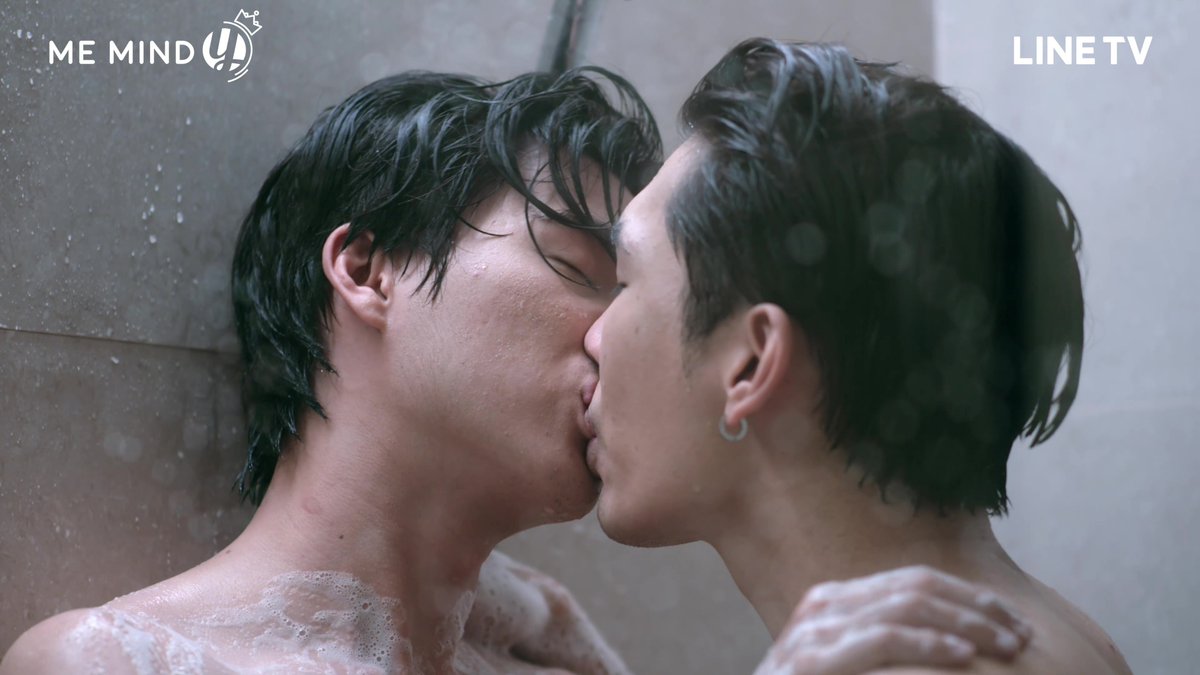 Their eyes are smiling at each other and then their gasps and the smacking of their lips reverberating in the shower stall prove how palpably real, tangible and deeply in love these two men are. Lost in their kiss, devouring and sucking their wet lips.