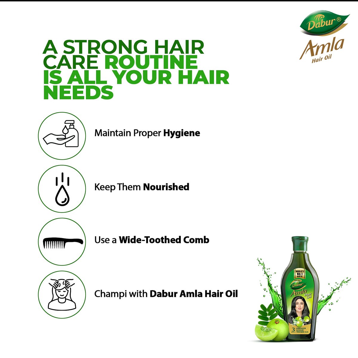 DaburHairOils's tweet image. From thick coarse hair to thin, fine, damaged or oily hair, a strong hair care regime is a must for a healthy scalp. The most essential part of your hair care game is a Head Massage fondly known as Dabur Amla Hair Oil ‘Champi’ which makes your hair stronger.
 #AsliAmlaDaburAmla