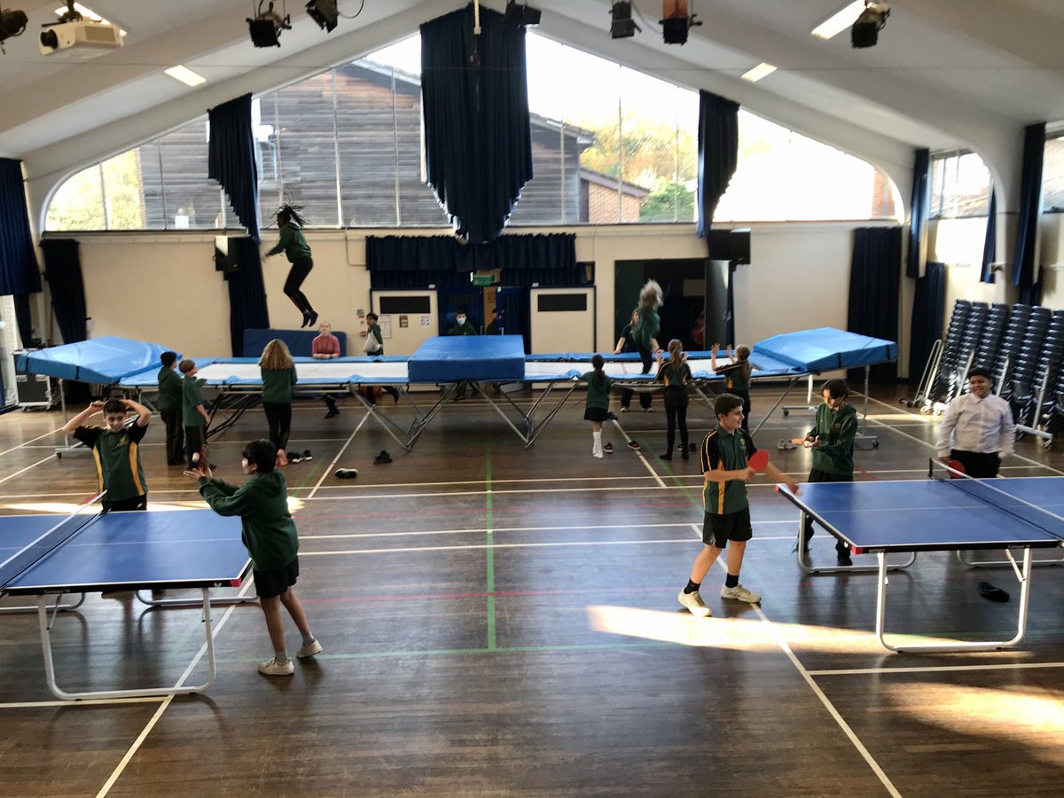 MountHouseSch's tweet image. Lunchtime Co-curricular club fun #trampolining #tabletennis