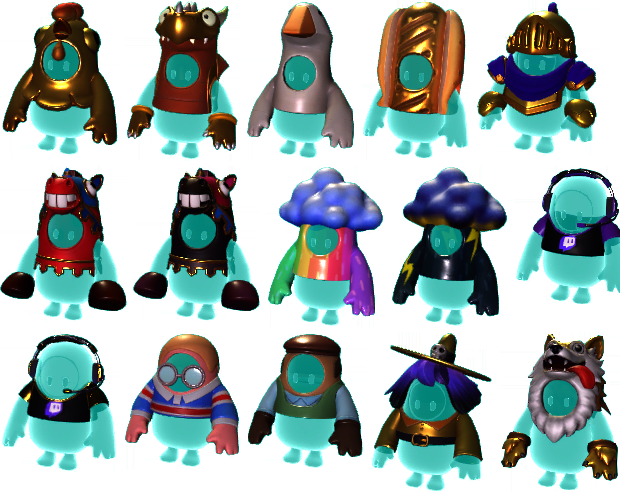 All new cosmetics of today's update. Some old skins got new Gold Variants, not sure how they'll be used.

This update also contained a new gold style for the Twitch Rival costume which is why I also included it here.