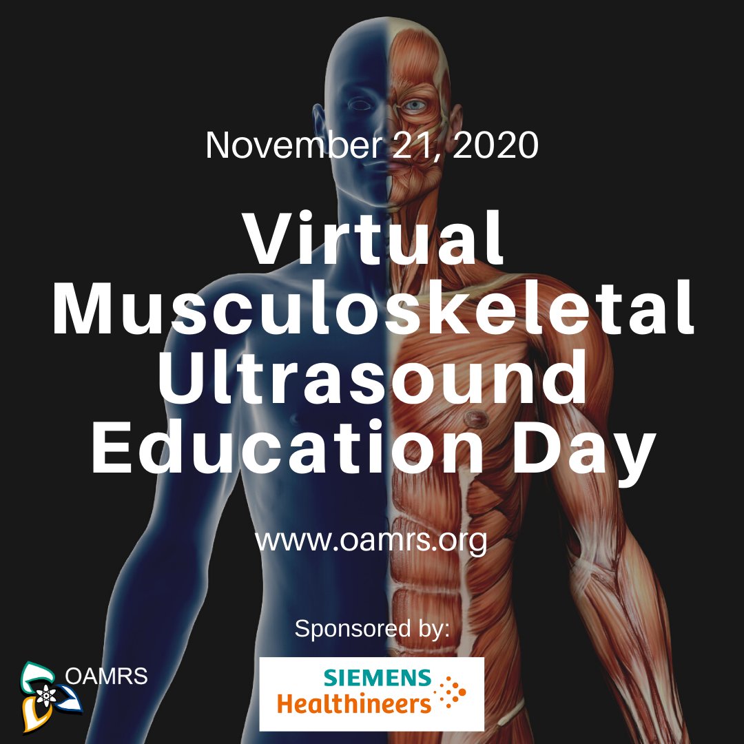 OAMRS1's tweet image. Virtual MSK Education Day. This dynamic program of speakers includes world class experts in Musculoskeletal Ultrasound from both Radiologist &amp;amp; Diagnostic Medical Sonographer perspectives.
Sat. Nov. 21
9AM-3PM
Member: FREE
Non-member: $100
Learn more: ow.ly/Z4m250C3aoe

#MSK