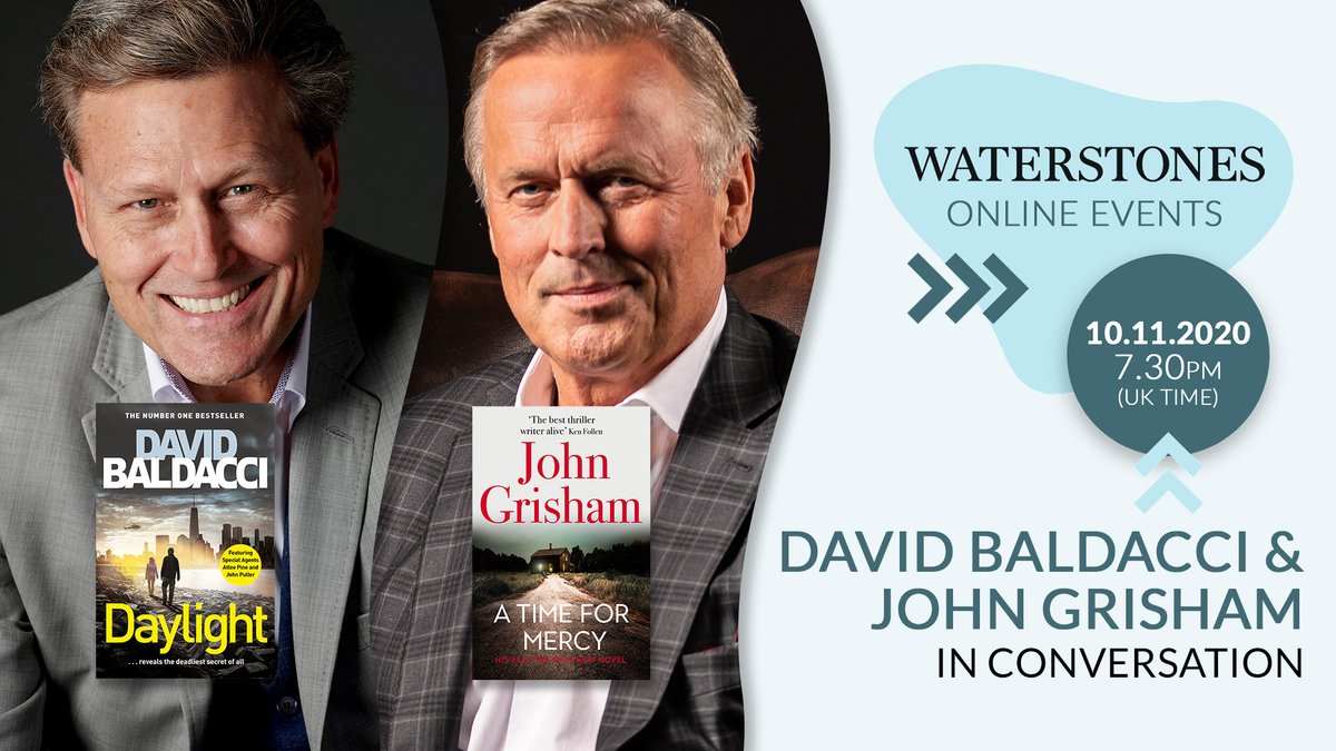 Waterstones (@waterstones) on Twitter photo If you're a crime fiction fan and are currently wondering what to do with your evening, we have the perfect thing: <a href="/davidbaldacci/">David Baldacci</a> and <a href="/JohnGrisham/">John Grisham</a> will be in conversation tonight, discussing thriller writing and their latest novels. Details and tickets ⬇️
eventbrite.co.uk/e/david-baldac… If you're a crime fiction fan and are currently wondering what to do with your evening, we have the perfect thing: <a href="/davidbaldacci/">David Baldacci</a> and <a href="/JohnGrisham/">John Grisham</a> will be in conversation tonight, discussing thriller writing and their latest novels. Details and tickets ⬇️
eventbrite.co.uk/e/david-baldac…