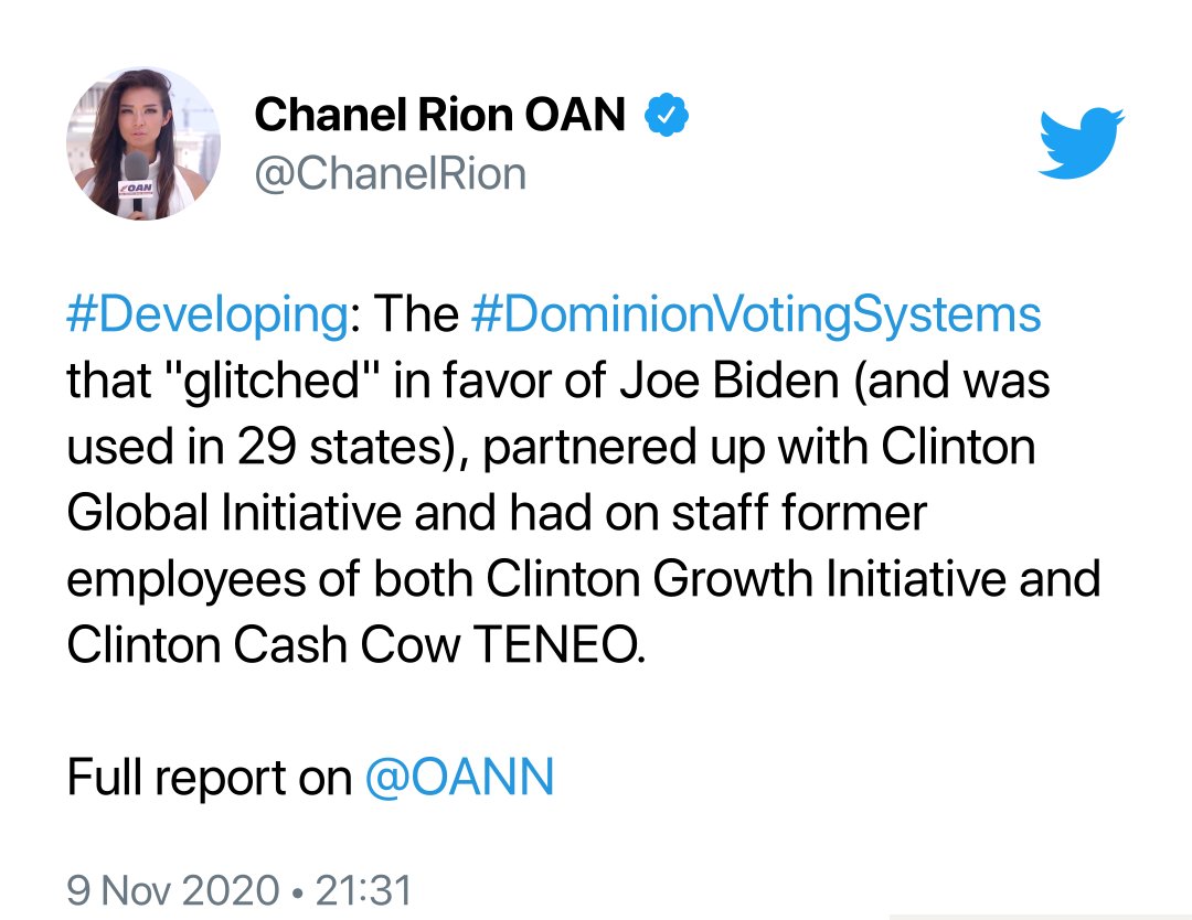 Le #DominionVotingSystems qui a 'gliché' en faveur de Joe Biden (et a été utilisé dans 29 États), est associé à la Clinton Global Initiative et comptait parmi son personnel d'anciens employés de la Clinton Growth Initiative et de la Clinton Cash Cow TENEO.