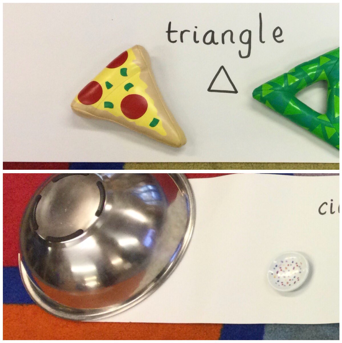 LSTMissFranklin's tweet photo. Children have enjoyed going on a shape hunt, finding different shapes in our classroom. #STPSmaths #STPSeyfs https://t.co/bBrebY4IAl