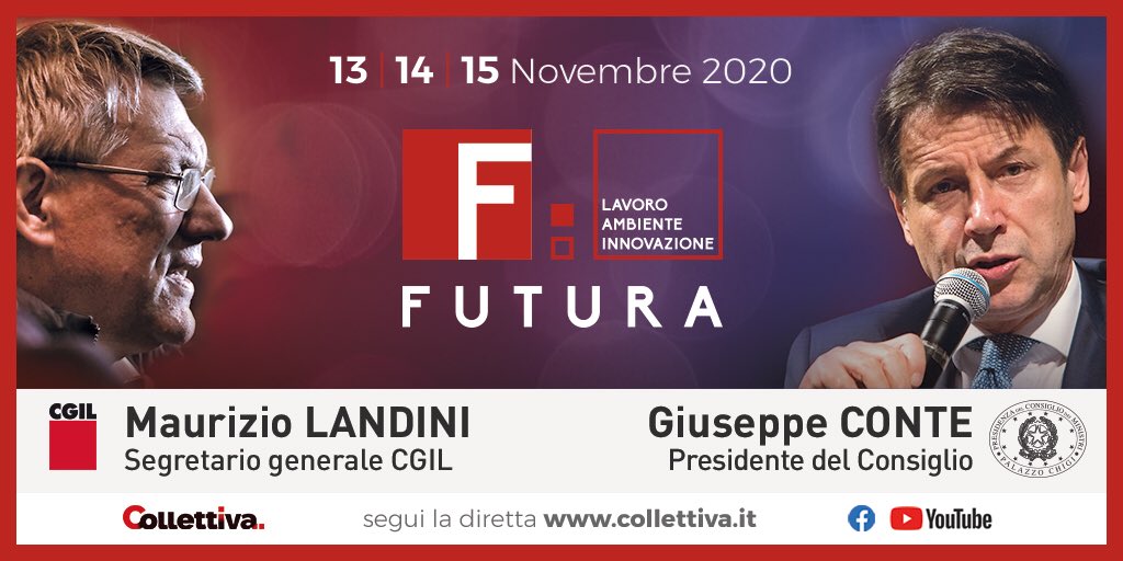 CGIL Nazionale (@cgilnazionale) on Twitter photo #MaurizioLandini dialoga con <a href="/GiuseppeConteIT/">Giuseppe Conte</a> a #FUTURA 2020
📌 Programma bit.ly/3pq4PUm
👉 Diretta su Collettiva.it #MaurizioLandini dialoga con <a href="/GiuseppeConteIT/">Giuseppe Conte</a> a #FUTURA 2020
📌 Programma bit.ly/3pq4PUm
👉 Diretta su Collettiva.it