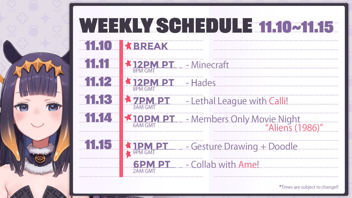 Failed to load Image of the Schedule. Something seems to be blocking twitter.