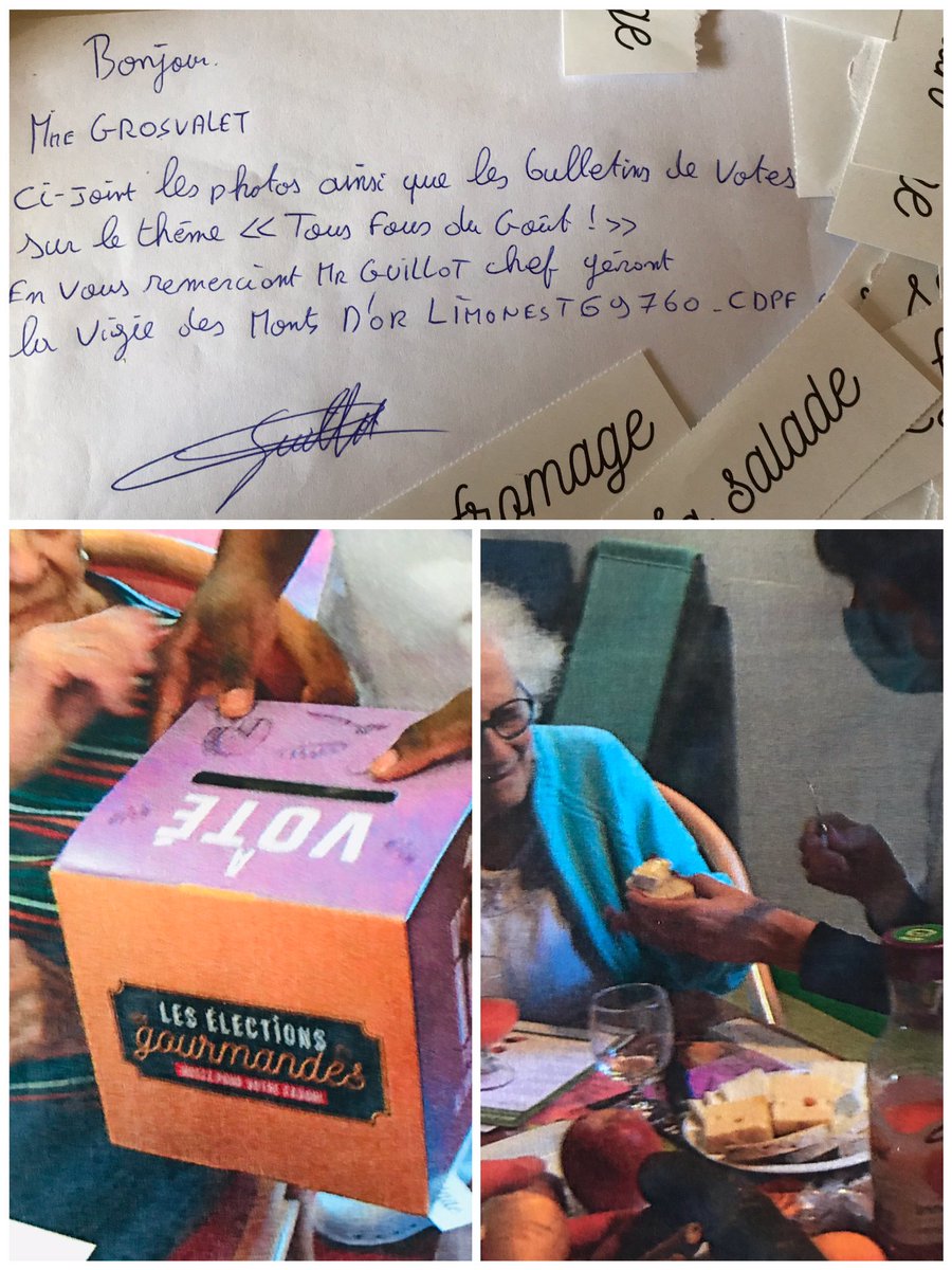 Aujourd’hui, j’ai reçu un courrier 📩de Cyrille, Chef Gérant de l’EHPAD La Vigie des Monts d’Or @Elior_France. Une nouvelle belle mise en place de notre dernière animation ! Convivialité et bienveillance nous font du bien à tous ❤️#AppétitDuMieux #MieuxVivreEnsemble