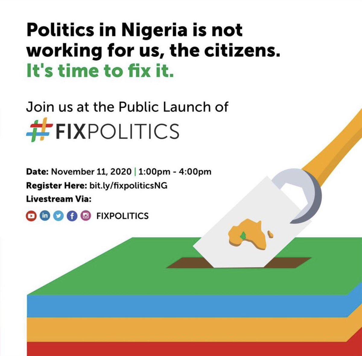 TheCitadelGCC's tweet photo. Join our Serving Overseer (@T_Bakare) tomorrow as he discusses the way ahead to fixing #politics in Nigeria. #RestructureNigeria https://t.co/lkCtu1KuB3