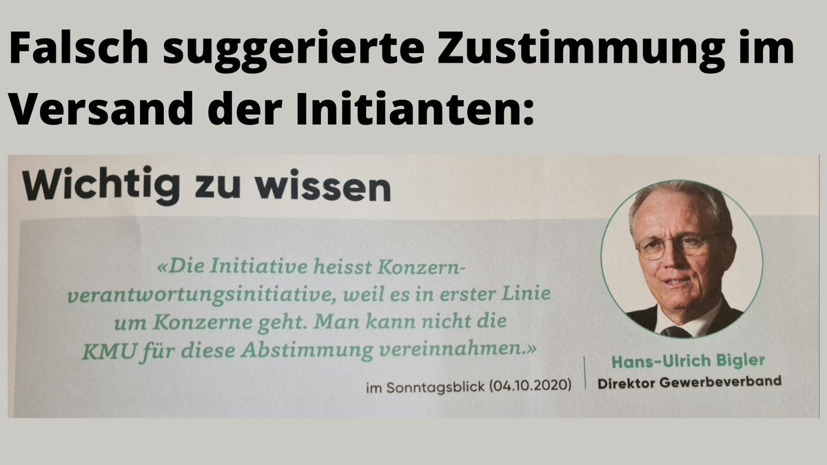 Komitee gegen Scheinheiligkeit (@komiteeschein) on Twitter photo Nachdem <a href="/RuediNoser/">Ruedi Noser</a> für Werbung missbraucht wird, wird <a href="/HUBigler/">Hans-Ulrich Bigler</a> fälschlicherweise Zustimmung attestiert. <a href="/gewerbeverband/">sgv-usam</a> ist aber klar gegen die schädliche #UVI. Einmal mehr unlauter und scheinheilig der Initianten!
#abst20 #kvi Nachdem <a href="/RuediNoser/">Ruedi Noser</a> für Werbung missbraucht wird, wird <a href="/HUBigler/">Hans-Ulrich Bigler</a> fälschlicherweise Zustimmung attestiert. <a href="/gewerbeverband/">sgv-usam</a> ist aber klar gegen die schädliche #UVI. Einmal mehr unlauter und scheinheilig der Initianten!
#abst20 #kvi