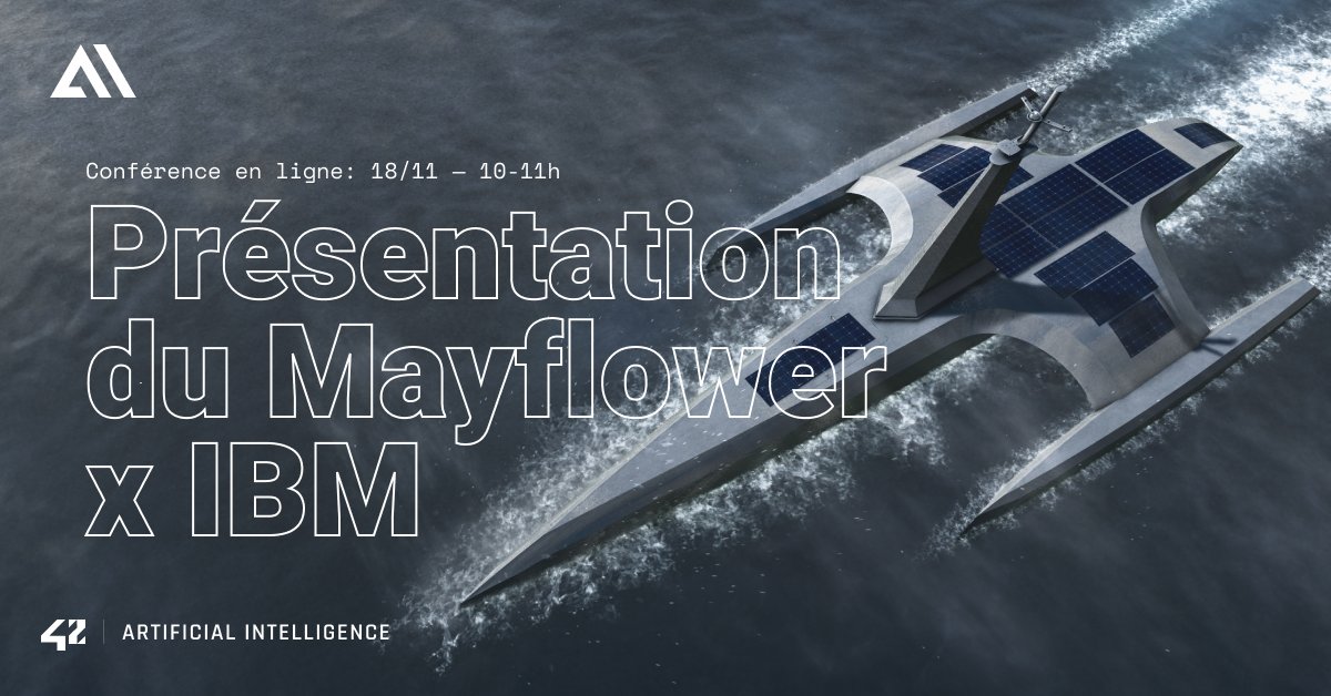 42AI_'s tweet photo. Pour les #400ans de la #traversée du #Mayflower, le #Mayflower #Autonomous Ship (MAS), construit par #Promare , partira de Plymouth #UK, pour aux #USA. #IBM présente #Mayflower le 18/11 de 10h à 11h avec #42ai👉 https://t.co/zPBBq4Icyn……
Mdp sur https://t.co/X99oW9pb5F https://t.co/OCgtvkuVdZ