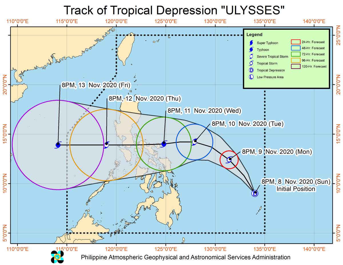 civildefense4b's tweet photo. Severe Tropical Storm "Ulysses"
Issued at 11:00 pm, 10 November 2020

SEVERE TROPICAL STORM "ULYSSES" IS NOW MOVING WESTWARD TOWARDS SOUTHERN LUZON.

#UlyssesPH
#ResiliencePH https://t.co/L6JZrsRTB0
