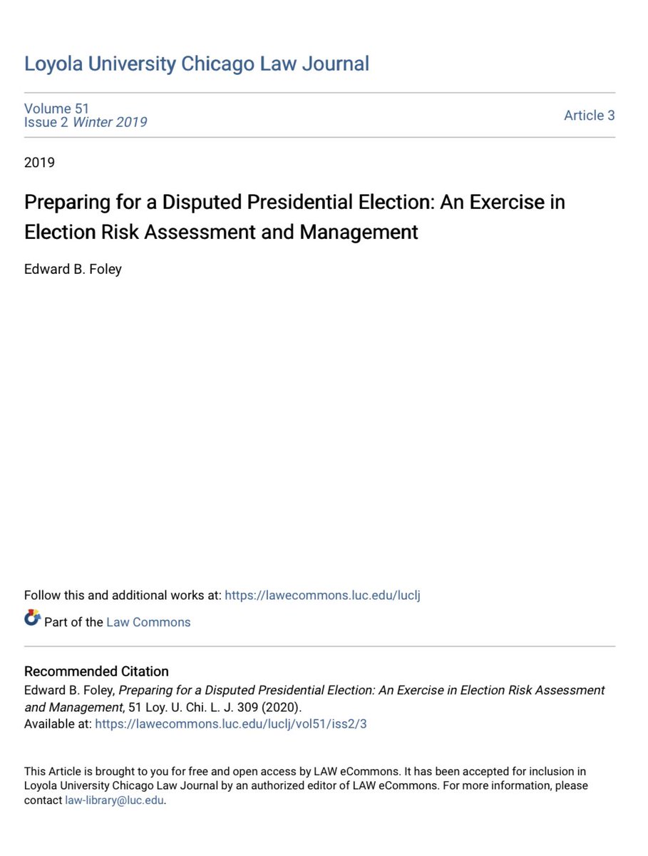 I mentioned it in response to someone last night, but a law professor wrote a detailed piece on possible contested presidential election scenarios here:  https://lawecommons.luc.edu/cgi/viewcontent.cgi?article=2719&context=lucljHe basically says what I've been saying, but more thoroughly