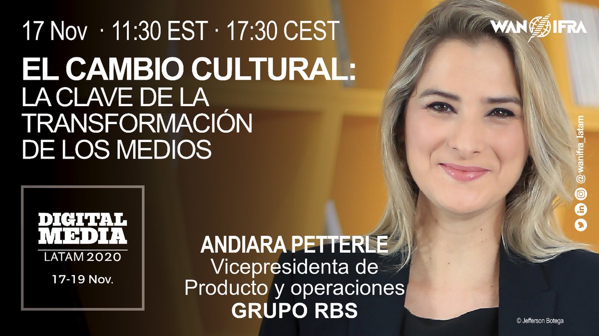 wanifraLATAM's tweet photo. No querrás perderte esta sesión de #DML20, donde @SelyColon preguntará a @eramshaw y a @apetterle cómo han vivido el cambio cultural en sus redacciones. Más información y registro 👉 https://t.co/YaqTQAYNDH. ¡Pregunta por nuestras entradas patrocinadas! https://t.co/mU4G9OnziK