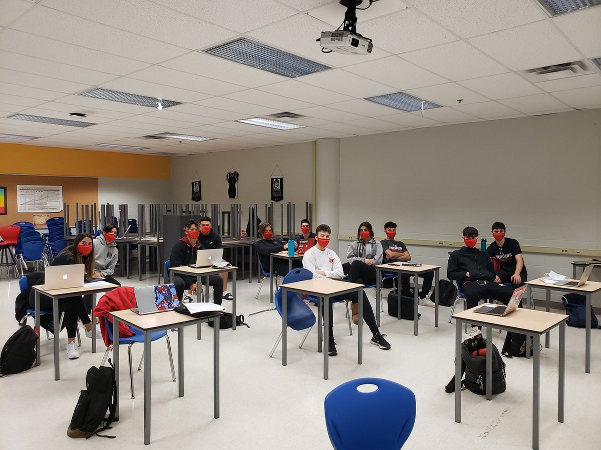 The Grade 12 Bill Crothers Scondary School Business Leadership Class loving their new <a href="/UnderArmour/">Under Armour</a> Sports Mask.  Educating safely! #underarmour #educatingsafely #BCSSColts #GoColts!