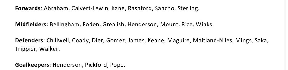 TheClubPark's tweet photo. 🏴󠁧󠁢󠁥󠁮󠁧󠁿 Updated #England squad. 

What would you change? 🤔 https://t.co/G2JUkvbGHe
