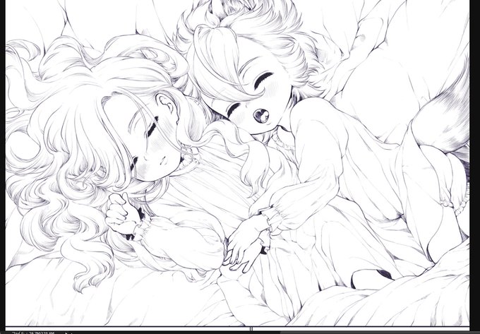 長髪👑ちゃまの髪描くの楽しいおぢさん🧔(またパジャマ描いてる…) 